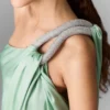 Lead-Free Crystal Chain Link Asymmetric Draped Maxi Dress Lead-Free Crystal Chain Link Asymmetric Draped Maxi Dress