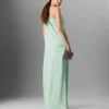 Lead-Free Crystal Chain Link Asymmetric Draped Maxi Dress Lead-Free Crystal Chain Link Asymmetric Draped Maxi Dress