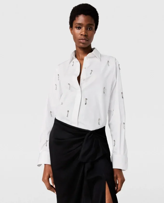 Lead-Free Crystal Embellished Oxford Shirt Lead-Free Crystal Embellished Oxford Shirt
