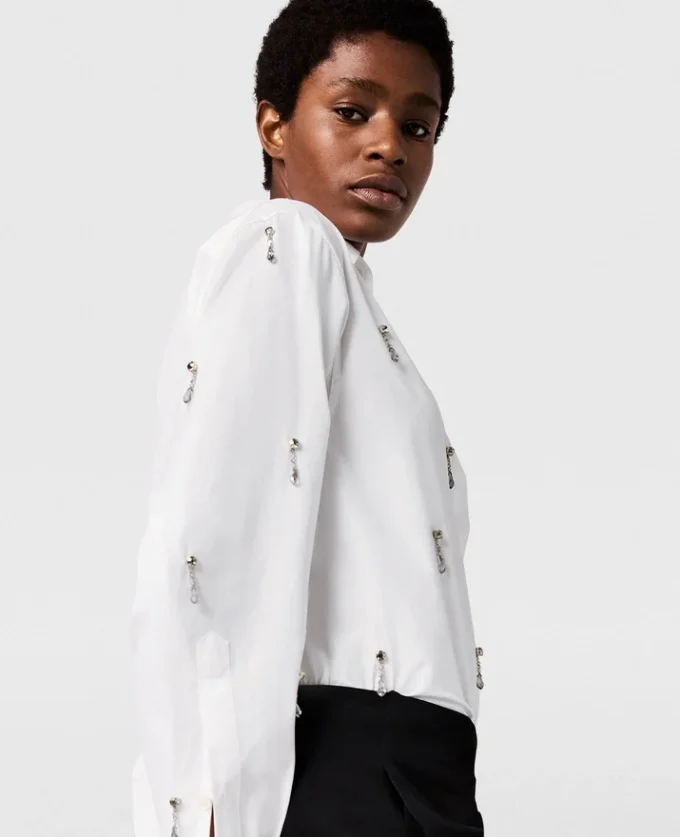 Lead-Free Crystal Embellished Oxford Shirt Lead-Free Crystal Embellished Oxford Shirt