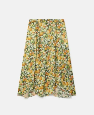 Lemon Print Split Hem Skirt