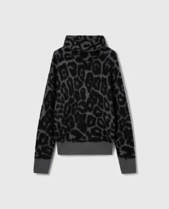 Leopard Jacquard Turtleneck Sweater