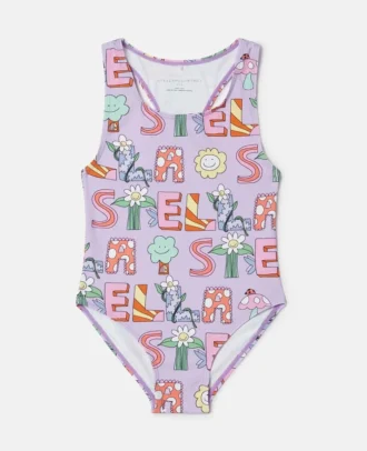 Lettering Print Swimsuit