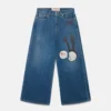 Little Black Bunny Embroidered Wide Leg Jeans Little Black Bunny Embroidered Wide Leg Jeans