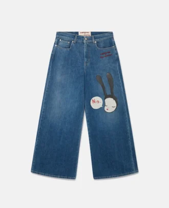 Little Black Bunny Embroidered Wide Leg Jeans Little Black Bunny Embroidered Wide Leg Jeans