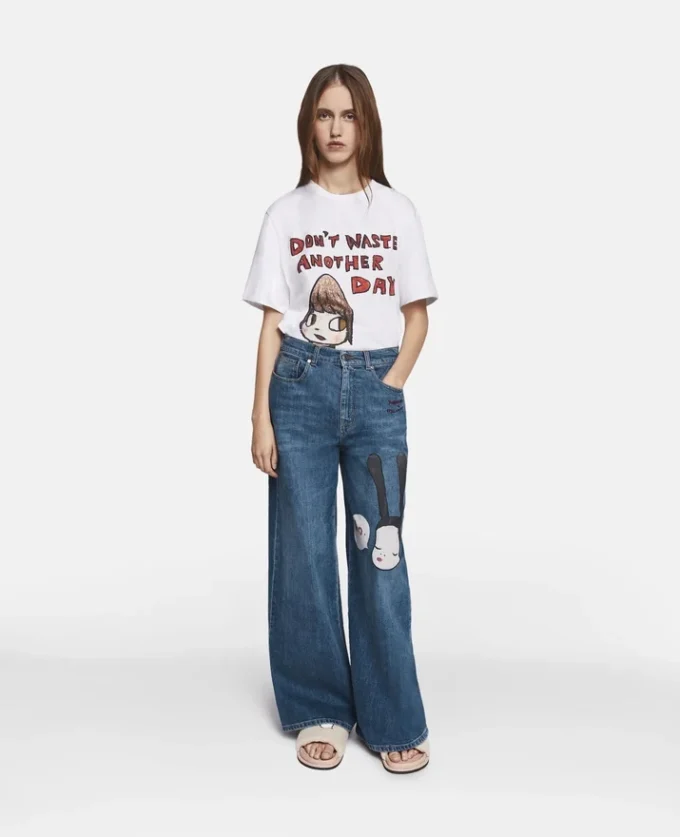 Little Black Bunny Embroidered Wide Leg Jeans Little Black Bunny Embroidered Wide Leg Jeans