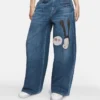 Little Black Bunny Embroidered Wide Leg Jeans Little Black Bunny Embroidered Wide Leg Jeans