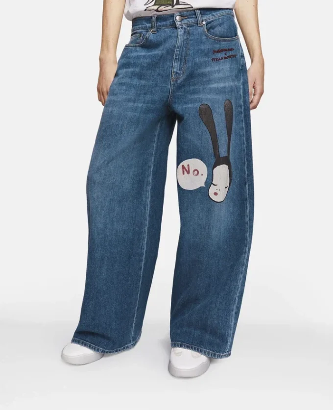 Little Black Bunny Embroidered Wide Leg Jeans Little Black Bunny Embroidered Wide Leg Jeans