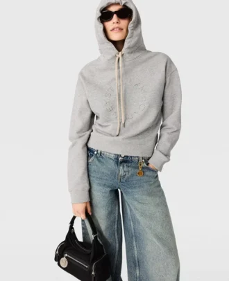 Logo-Embroidered Cropped Hoodie