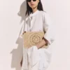Logo Raffia Clutch Pouch Logo Raffia Clutch Pouch