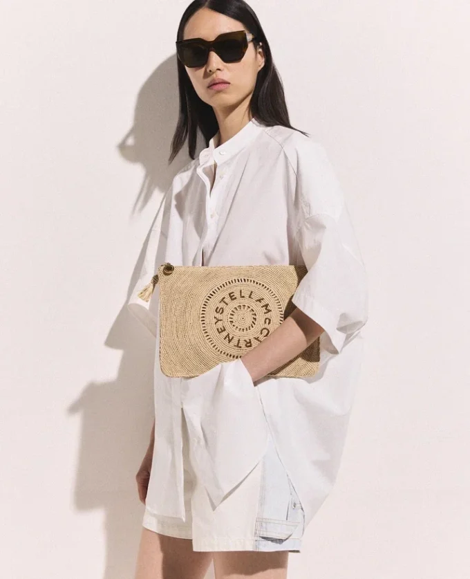 Logo Raffia Clutch Pouch Logo Raffia Clutch Pouch