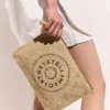 Logo Raffia Clutch Pouch Logo Raffia Clutch Pouch
