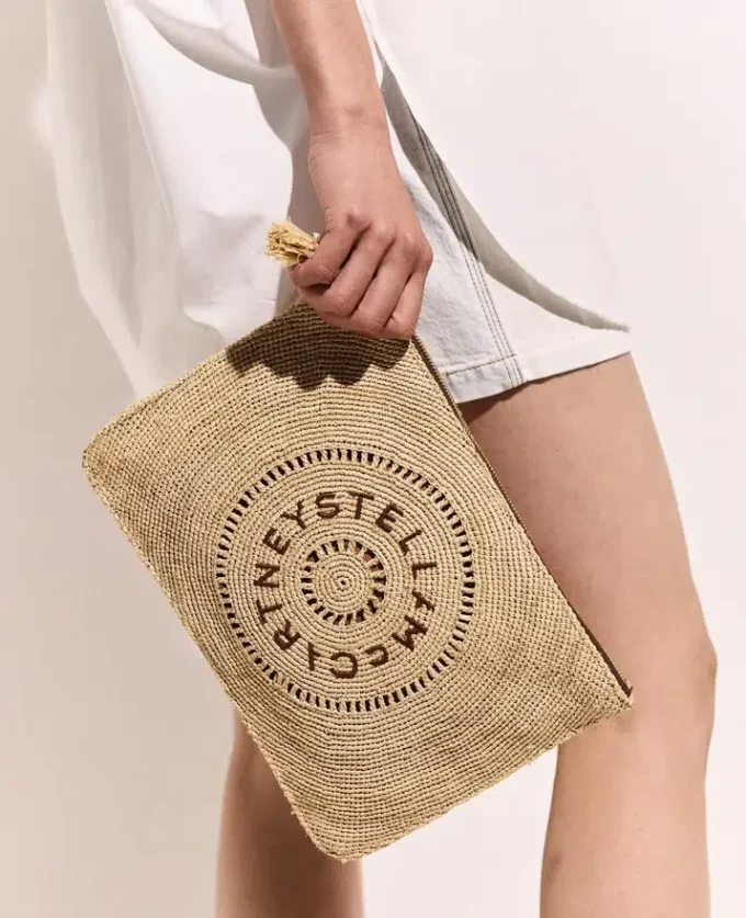 Logo Raffia Clutch Pouch Logo Raffia Clutch Pouch