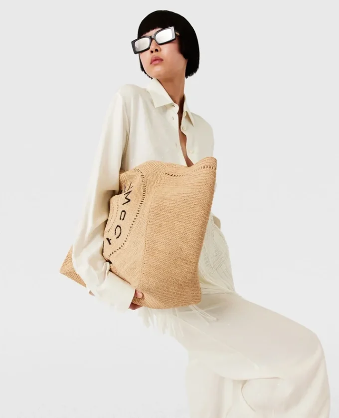 Logo Raffia Large Tote Bag Logo Raffia Large Tote Bag
