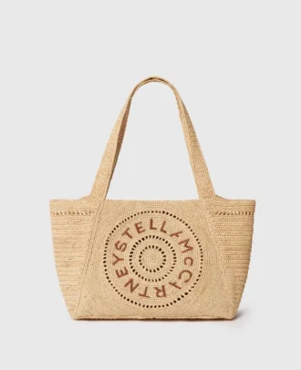 Logo Raffia Medium Tote Bag