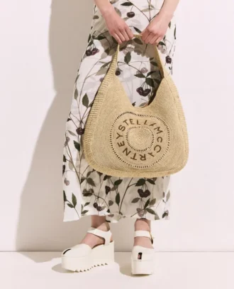 Logo Raffia Slouchy Large Tote Bag