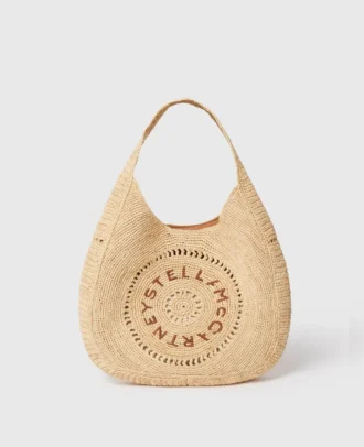 Logo Raffia Slouchy Medium Tote Bag