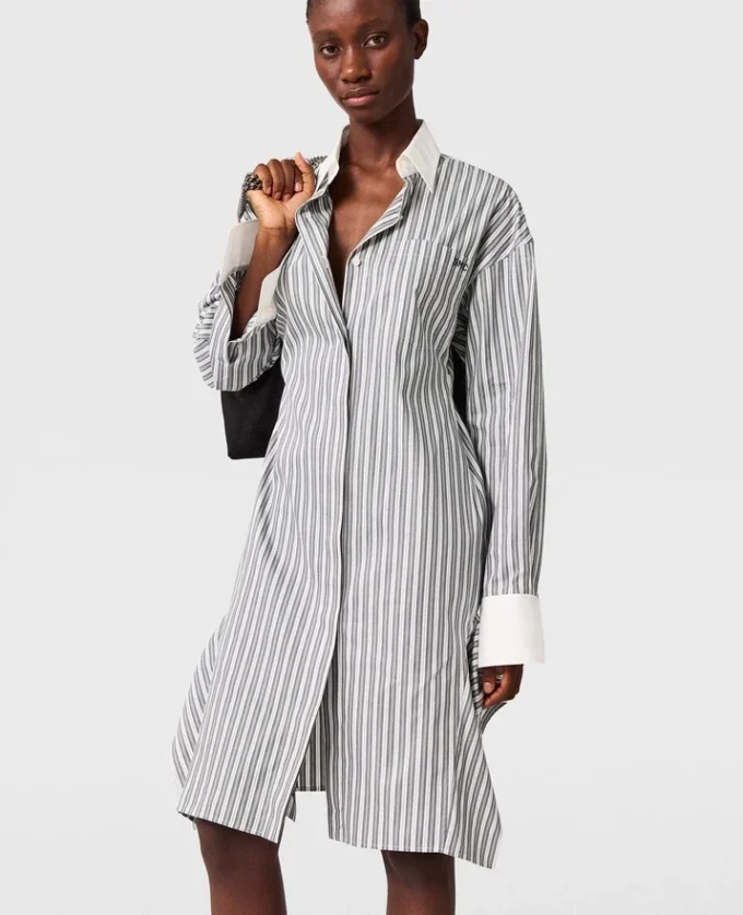 Long-Sleeve Pinstripe Shirt Dress Long-Sleeve Pinstripe Shirt Dress