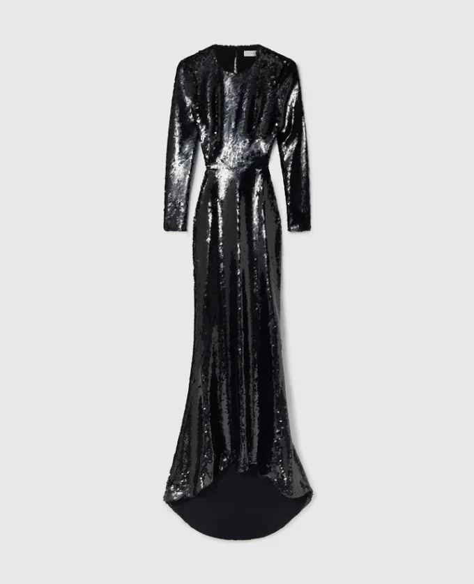 Long-Sleeve Sequin Backless Dress Long-Sleeve Sequin Backless Dress
