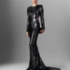 Long-Sleeve Sequin Backless Dress Long-Sleeve Sequin Backless Dress