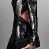 Long-Sleeve Sequin Backless Dress Long-Sleeve Sequin Backless Dress