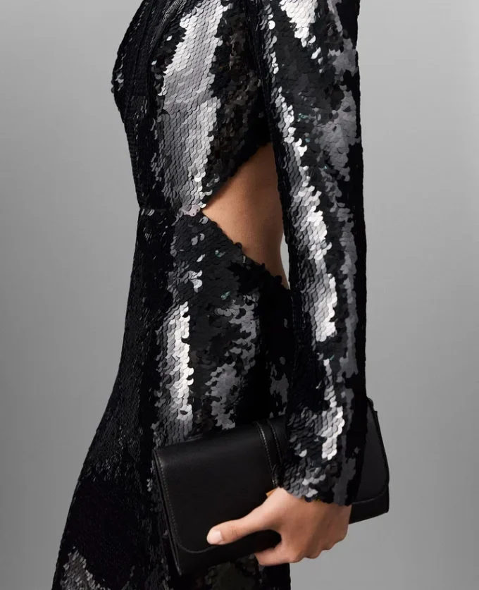 Long-Sleeve Sequin Backless Dress Long-Sleeve Sequin Backless Dress