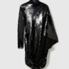 Long-Sleeve Sequin Draped Mini Dress Long-Sleeve Sequin Draped Mini Dress