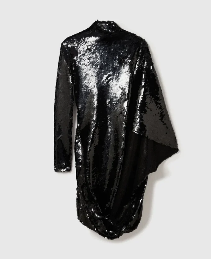 Long-Sleeve Sequin Draped Mini Dress Long-Sleeve Sequin Draped Mini Dress