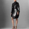 Long-Sleeve Sequin Draped Mini Dress Long-Sleeve Sequin Draped Mini Dress