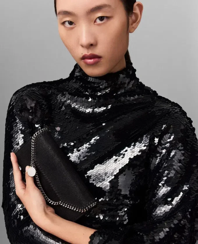 Long-Sleeve Sequin Draped Mini Dress Long-Sleeve Sequin Draped Mini Dress