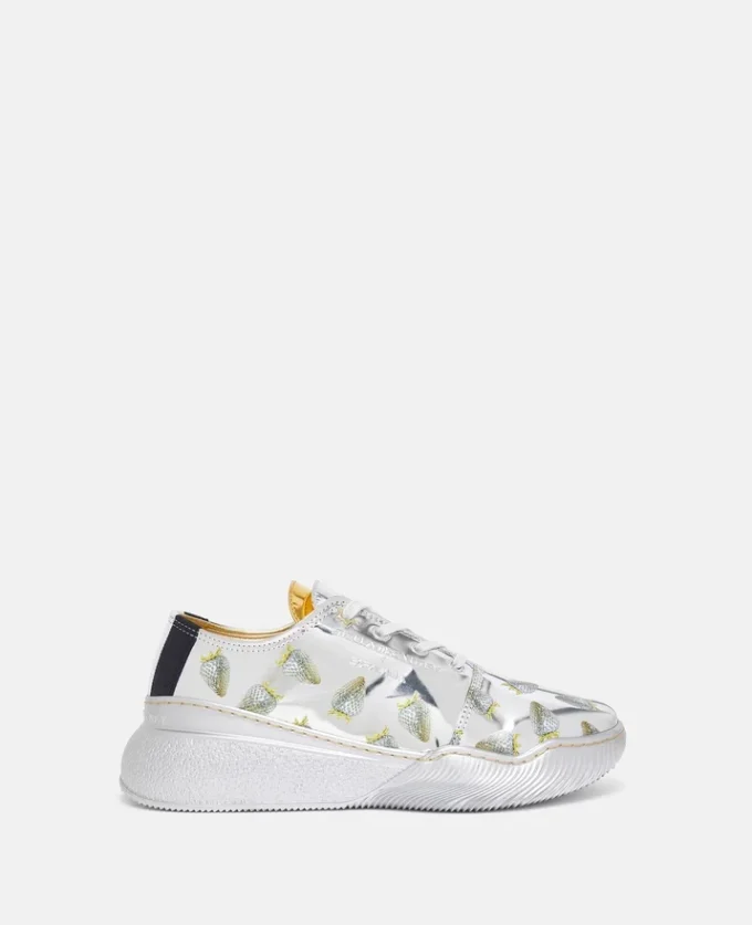 Loop Strawberry-Print Metallic Low-Top Trainers Loop Strawberry-Print Metallic Low-Top Trainers