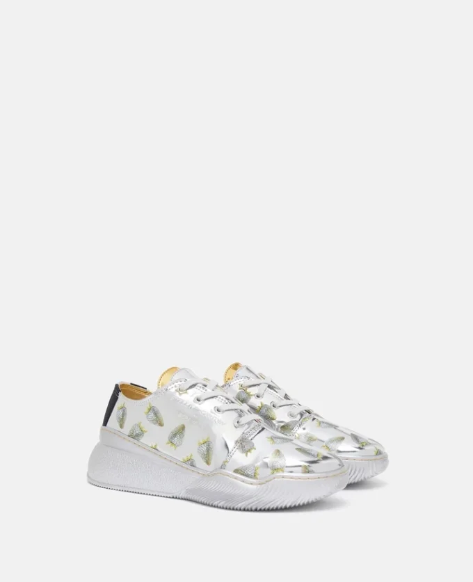 Loop Strawberry-Print Metallic Low-Top Trainers Loop Strawberry-Print Metallic Low-Top Trainers