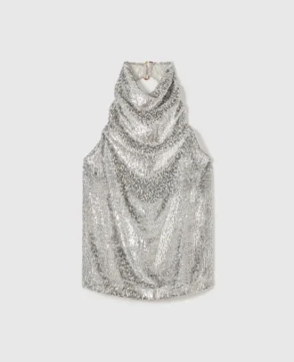 Metallic Velvet Halterneck Top