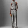 Metallic Velvet Halterneck Top Metallic Velvet Halterneck Top