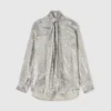 Metallic Velvet Tie-Nneck Shirt Metallic Velvet Tie-Nneck Shirt