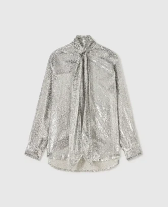 Metallic Velvet Tie-Nneck Shirt Metallic Velvet Tie-Nneck Shirt