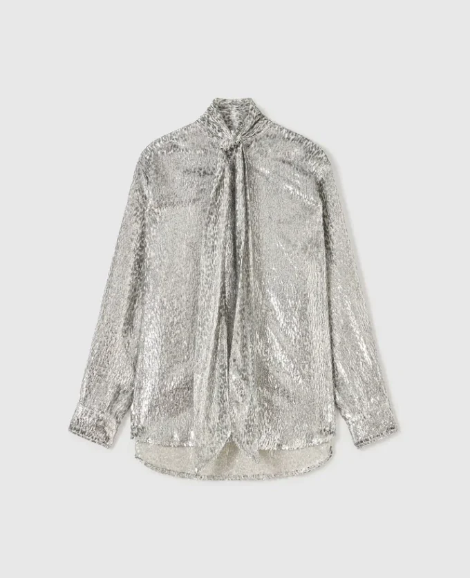 Metallic Velvet Tie-Nneck Shirt Metallic Velvet Tie-Nneck Shirt