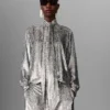 Metallic Velvet Tie-Nneck Shirt Metallic Velvet Tie-Nneck Shirt