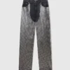 Mirror-Embellished Denim Chap Jeans Mirror-Embellished Denim Chap Jeans