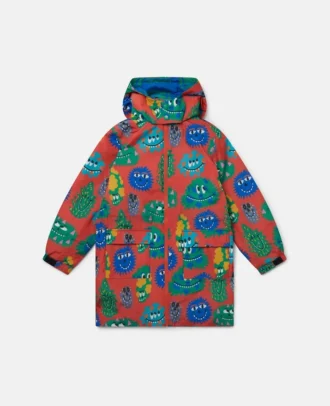 Monster Face Print Hooded Raincoat