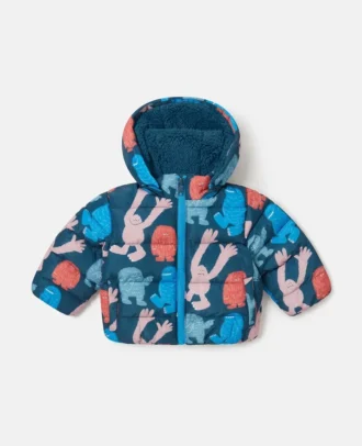 Monster Print Hooded Puffer Coat
