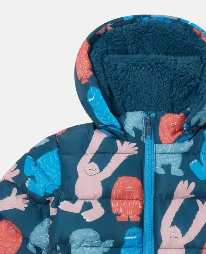 Monster Print Hooded Puffer Coat Monster Print Hooded Puffer Coat