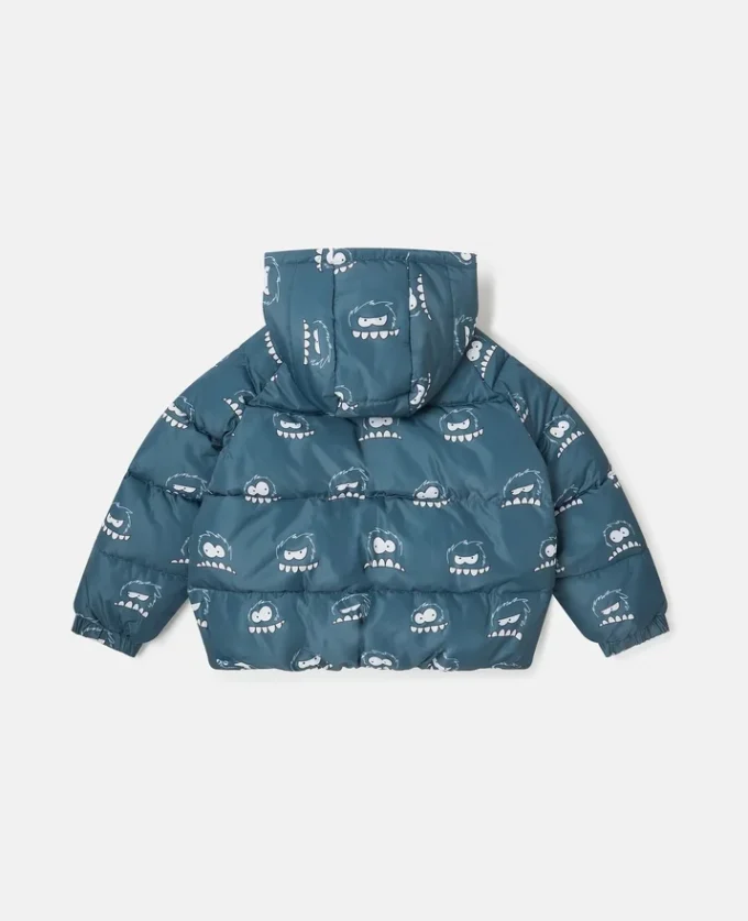 Monster Print Hooded Puffer Coat Monster Print Hooded Puffer Coat