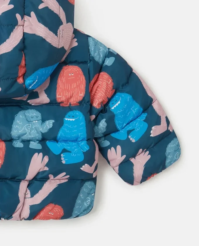 Monster Print Hooded Puffer Coat Monster Print Hooded Puffer Coat