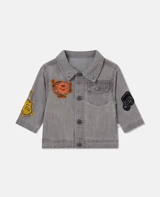 Music Graphic Embroidered Denim Jacket Music Graphic Embroidered Denim Jacket