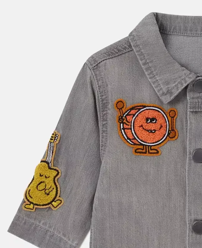 Music Graphic Embroidered Denim Jacket Music Graphic Embroidered Denim Jacket