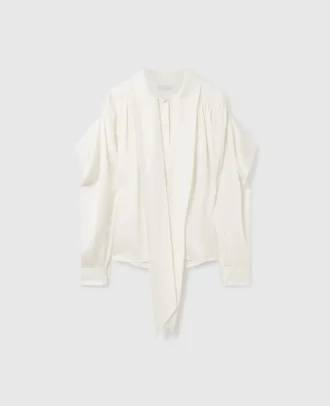 Neck-Tie Shoulder Pad Long-Sleeve Shirt