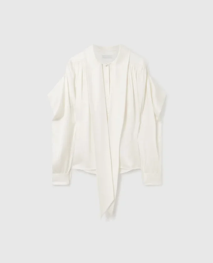 Neck-Tie Shoulder Pad Long-Sleeve Shirt Neck-Tie Shoulder Pad Long-Sleeve Shirt