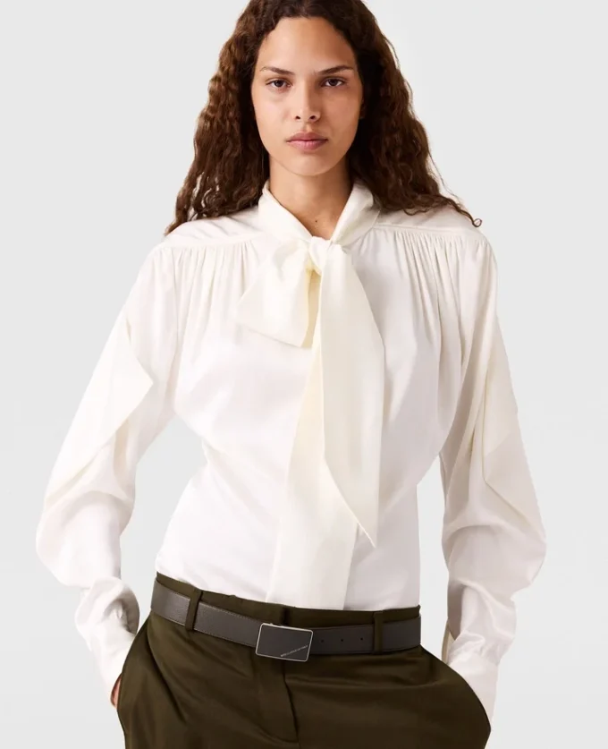 Neck-Tie Shoulder Pad Long-Sleeve Shirt Neck-Tie Shoulder Pad Long-Sleeve Shirt