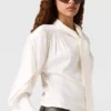 Neck-Tie Shoulder Pad Long-Sleeve Shirt Neck-Tie Shoulder Pad Long-Sleeve Shirt